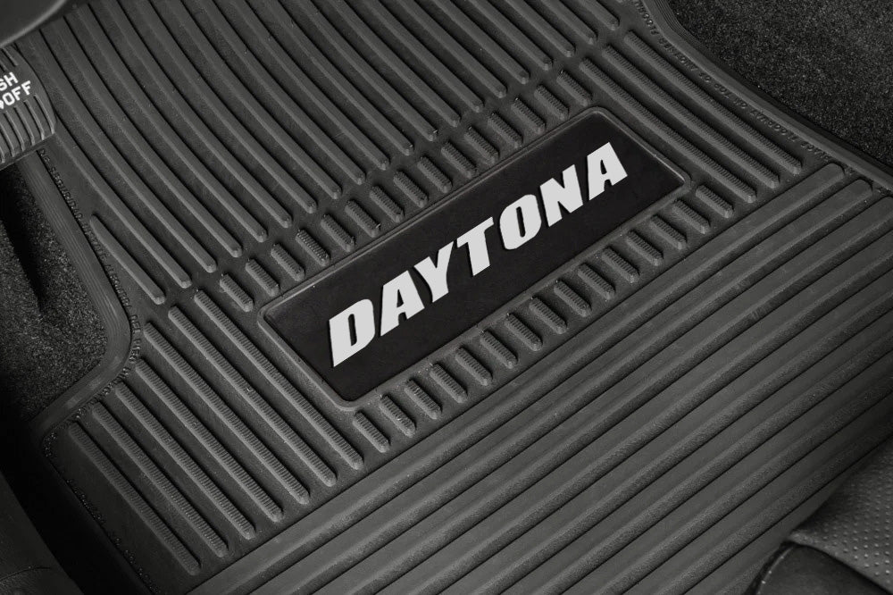 Charger Floor Mats 11-23 Dodge Charger RWD 4 Piece Custom Vintage Scene w/ Daytona Insert - Black w/ Purple Insert FlexTread