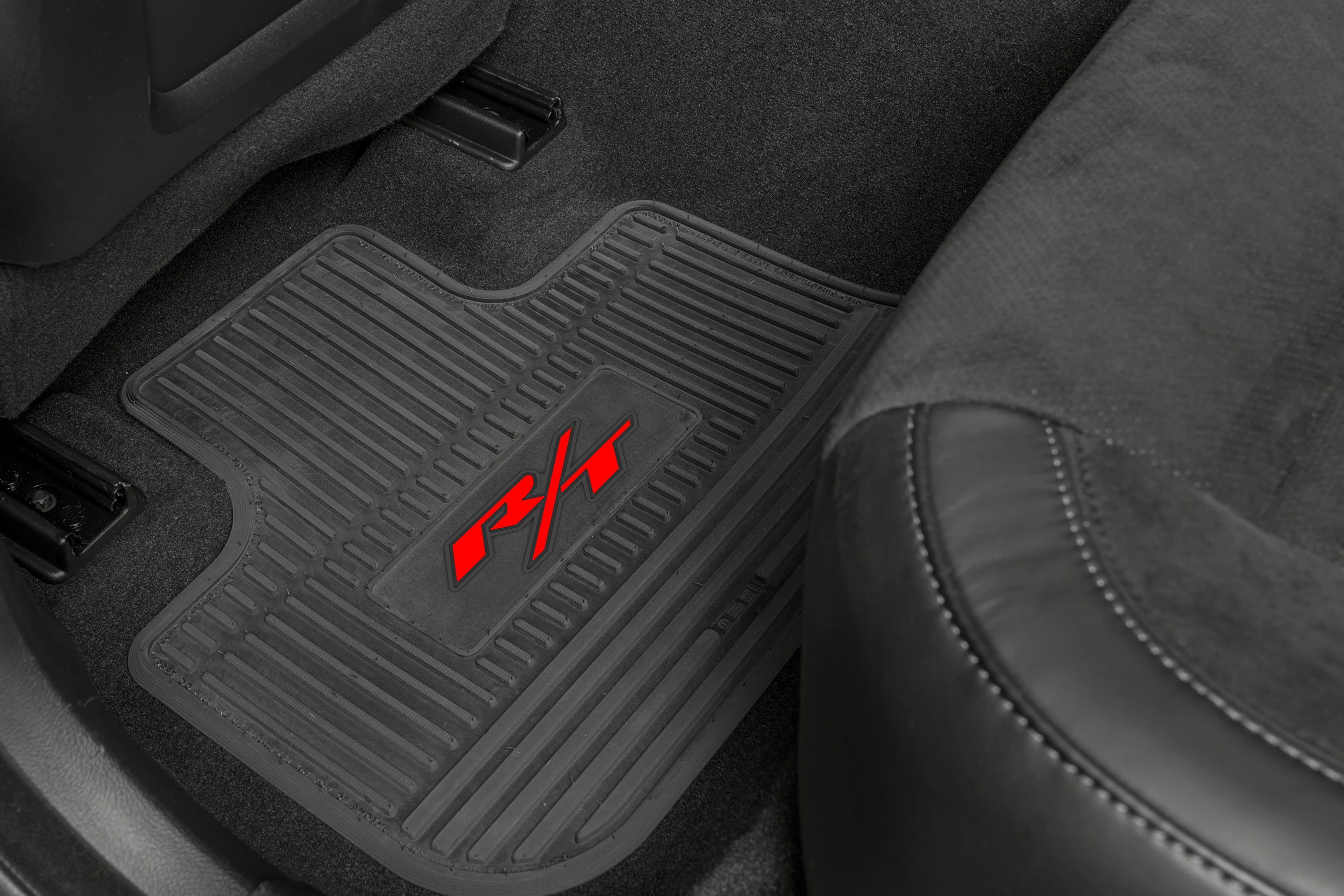Charger Floor Mats 11-24 Dodge Charger RWD 4 Piece Custom Vintage Scene w/ R/T (2015-Current) Insert - Black w/ Pink Insert FlexTread
