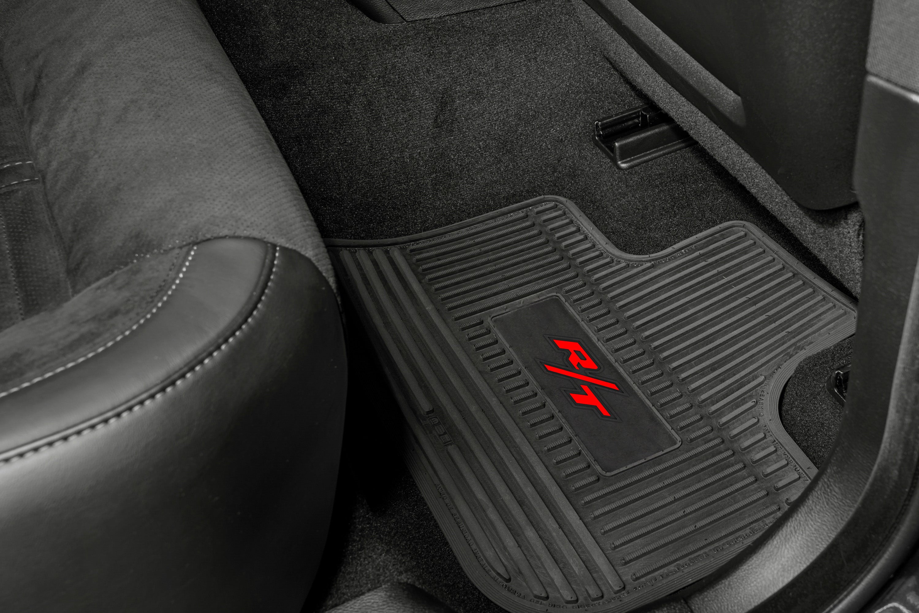 Charger Floor Mats 11-23 Dodge Charger AWD 4 Piece Custom Vintage Scene w/ R/T (2008-2014) Insert - Black w/ Red Insert FlexTread
