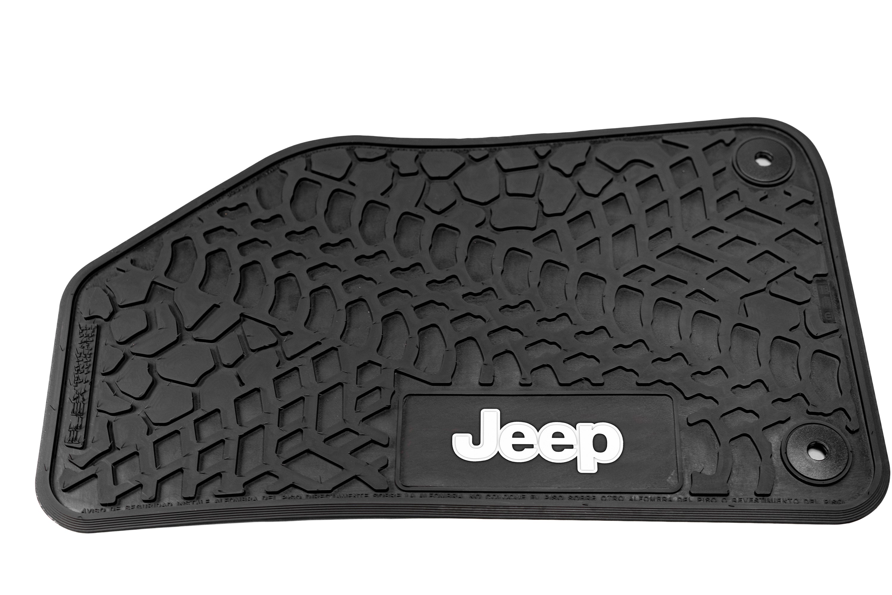 Jeep Floor Mats 18-24 Jeep Wrangler JLU 4 Dr 4 Piece Tire Tread/Scorched Earth Scene w/ Jeep Insert - Black w/ Light Blue Insert FlexTread