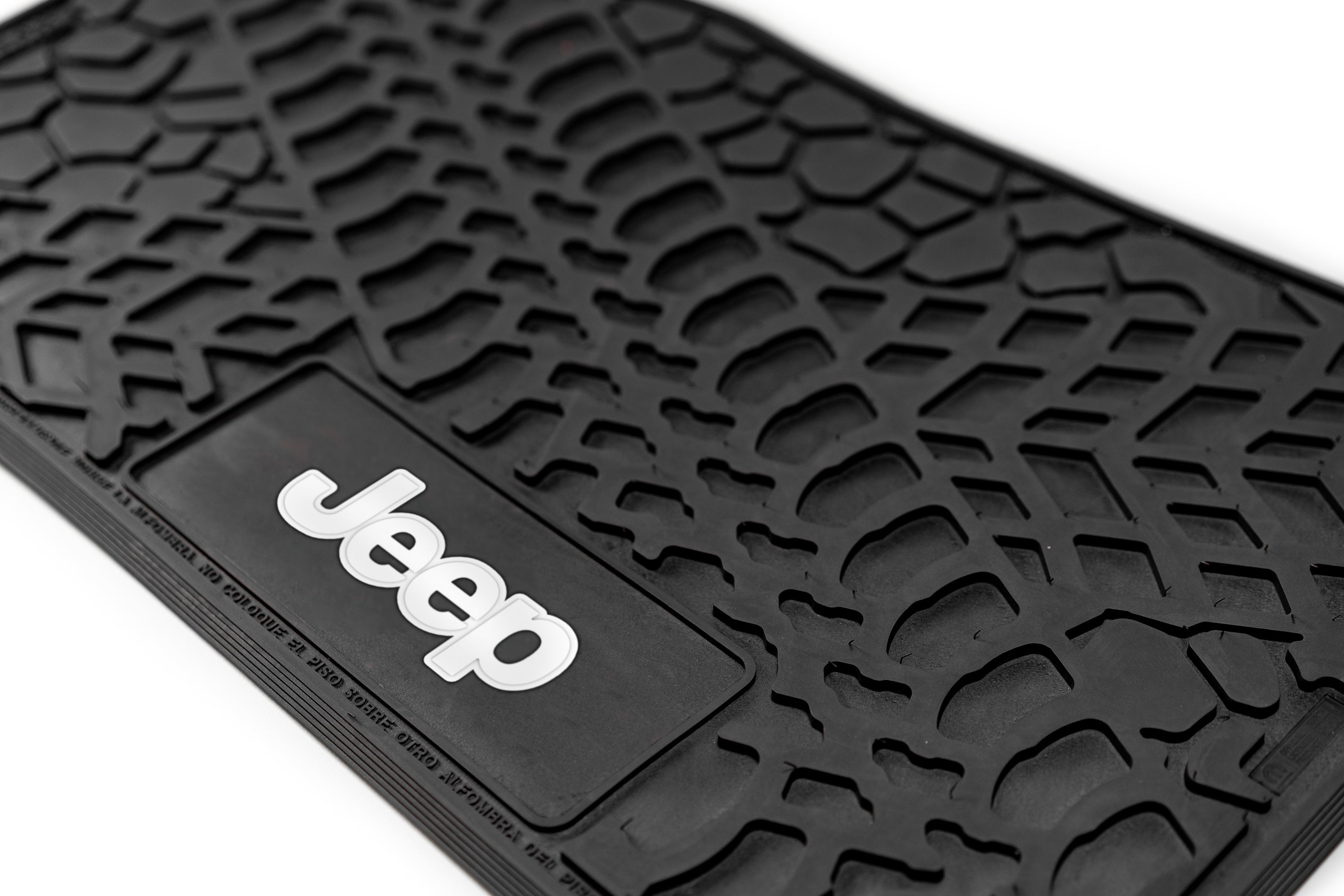 Jeep Floor Mats 20-24 Jeep Gladiator 4 Piece Tire Tread/Scorched Earth Scene w/ Jeep Insert - Black w/ Red Insert FlexTread
