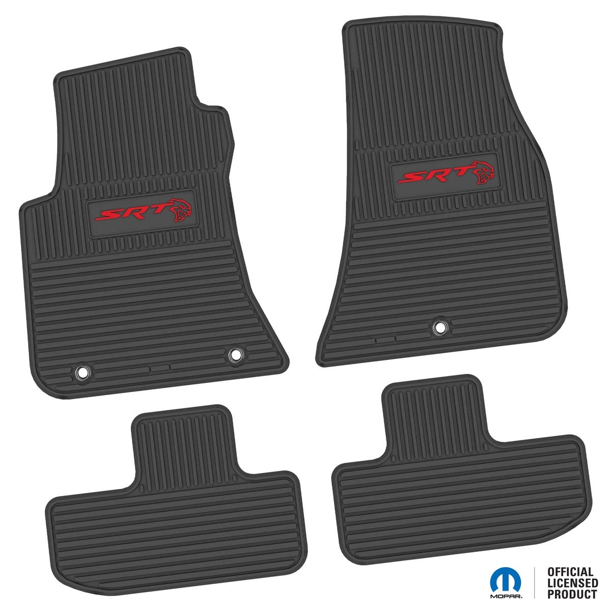 Challenger Floor Mats 11-23 Dodge Challenger RWD 4 Piece Custom Vintage Scene w/ SRT Hellcat Insert - Black w/ Red Insert FlexTread