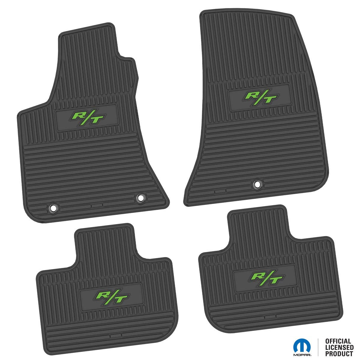Charger Floor Mats 11-24 Dodge Charger RWD 4 Piece Custom Vintage Scene w/ R/T (2008-2014) Insert - Black w/ Lime Insert FlexTread