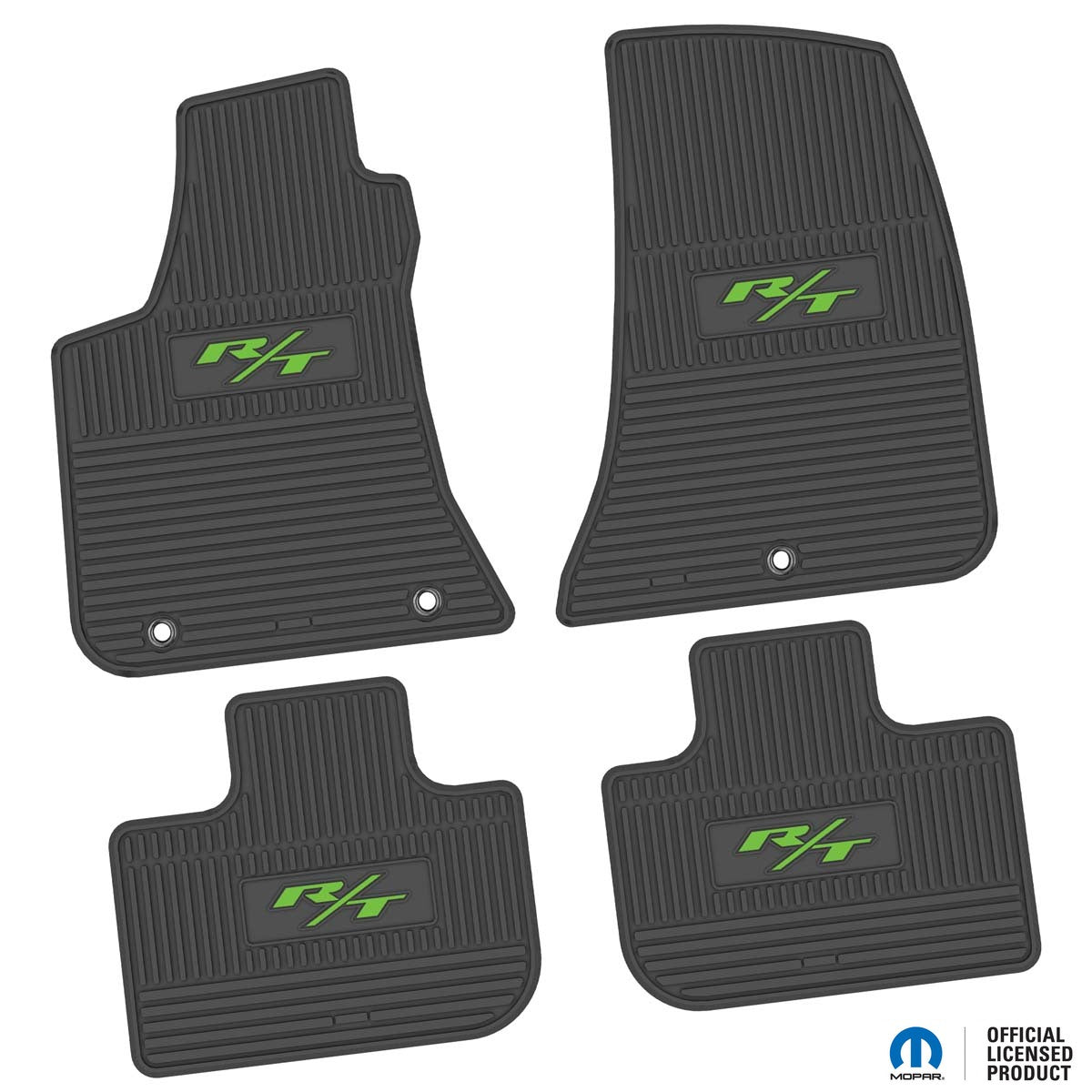Charger Floor Mats 11-24 Dodge Charger RWD 4 Piece Custom Vintage Scene w/ R/T (2015-Current) Insert - Black w/ Lime Insert FlexTread