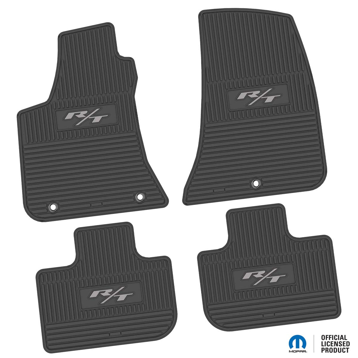 Charger Floor Mats 11-23 Dodge Charger RWD 4 Piece Custom Vintage Scene w/ R/T (2015-Current) Insert - Black w/ Silver Insert FlexTread