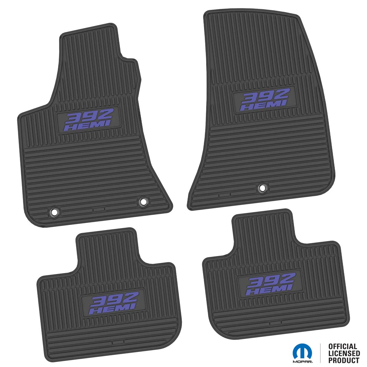 Charger Floor Mats 11-23 Dodge Charger RWD 4 Piece Custom Vintage Scene w/ 392 HEMI Insert - Black w/ Purple Insert FlexTread