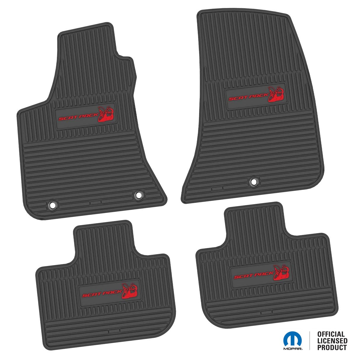 Charger Floor Mats 11-24 Dodge Charger RWD 4 Piece Custom Vintage Scene w/ Scat Pack Insert - Black w/ Red Insert FlexTread