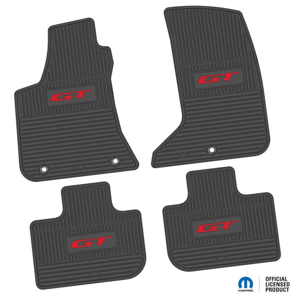 Charger Floor Mats 11-23 Dodge Charger AWD 4 Piece Custom Vintage Scene w/ GT Insert - Black w/ Red Insert FlexTread