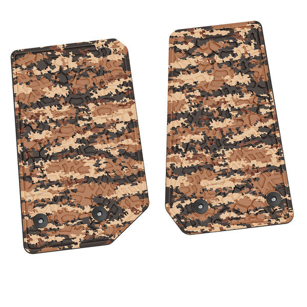 Jeep Floor Mats 14-18 Jeep Wrangler JK 2 Dr 2 Piece Tire Tread/Scorched Earth Scene - Cyberflage FlexTread