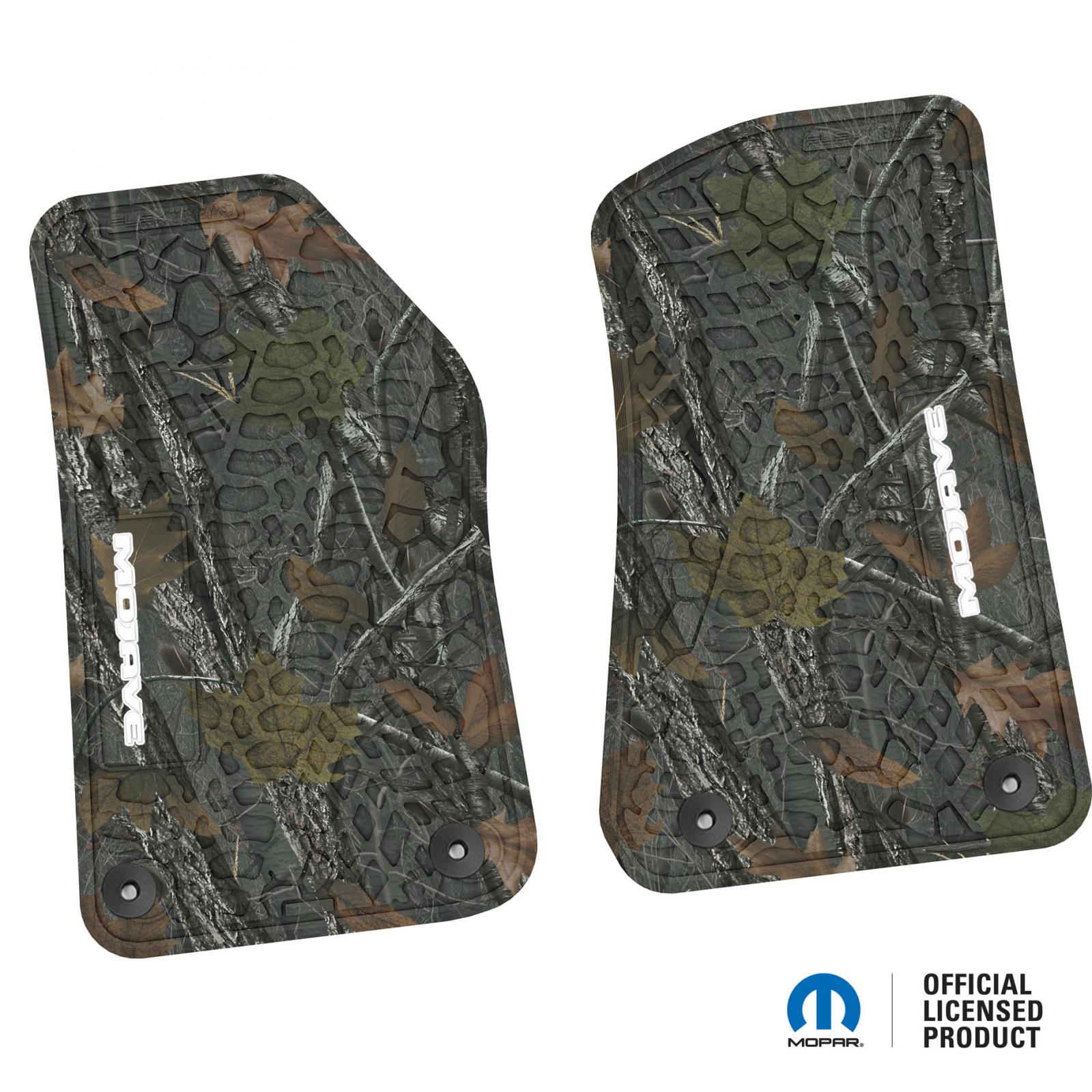 Jeep Floor Mats 18-23 Jeep Wrangler JL 2 Dr/Gladiator 2 Piece Tire Tread/Scorched Earth Scene w/ Mojave Insert - Rugged Woods w/ White insert FlexTread