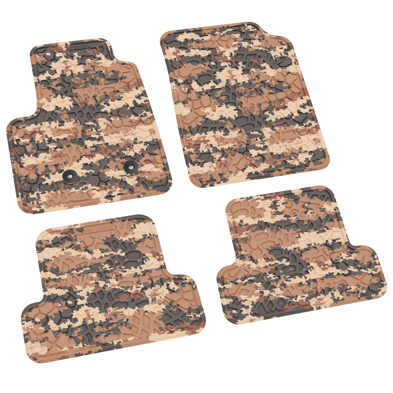 Colorado/Canyon Floor Mats 15-22 Colorado/Canyon Extended Crew Cab 4 Piece Tire Tread/Scorched Earth Scene - Cyberflage FlexTread