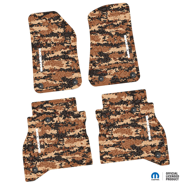 Jeep Floor Mats 20-22 Jeep Gladiator 4 Piece Tire Tread/Scorched Earth Scene w/ Mojave Insert - Cyberflage w/ White Insert FlexTread