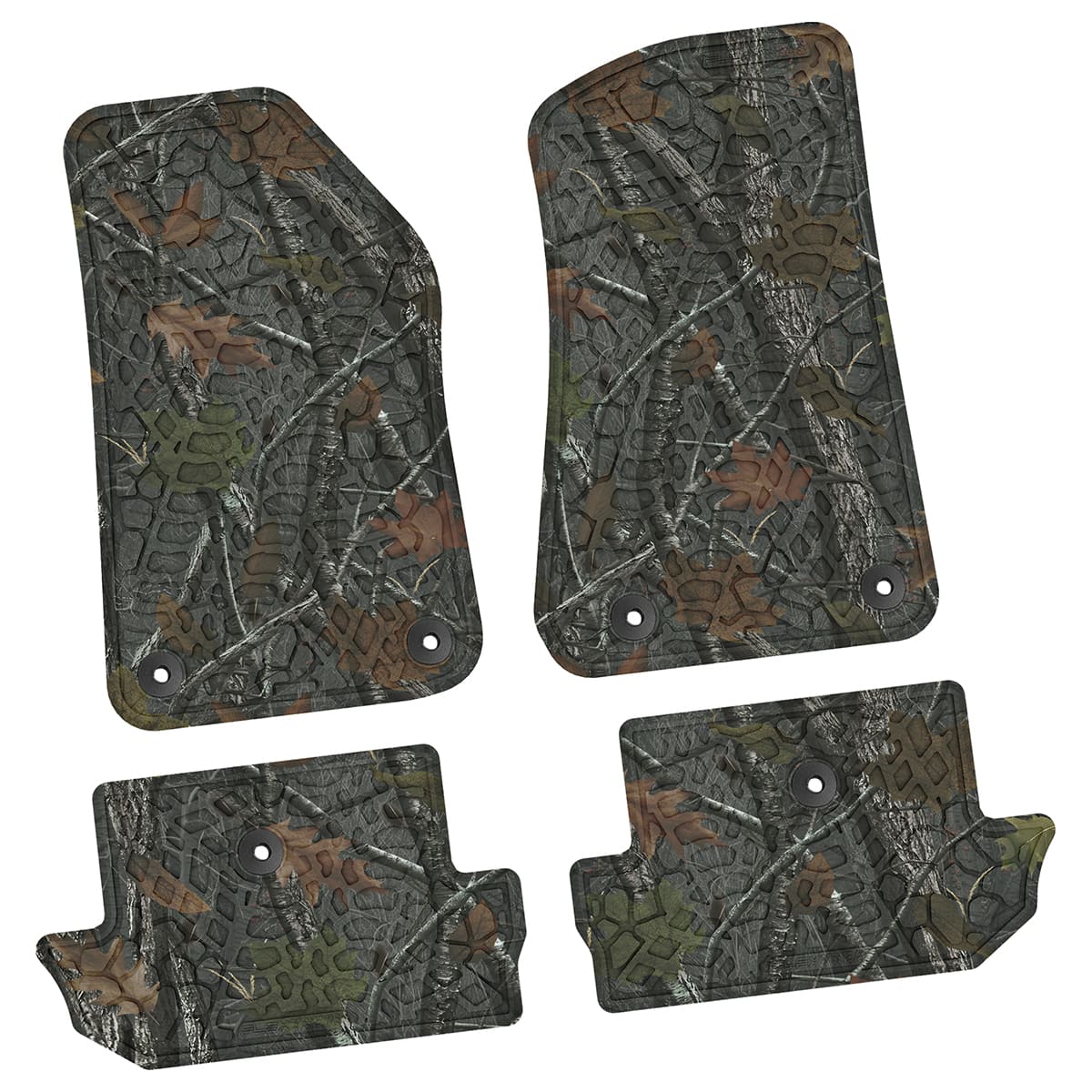Jeep Floor Mats 18-24 Jeep Wrangler JL 2 Dr 4 Piece Tire Tread/Scorched Earth Scene - Rugged Woods FlexTread