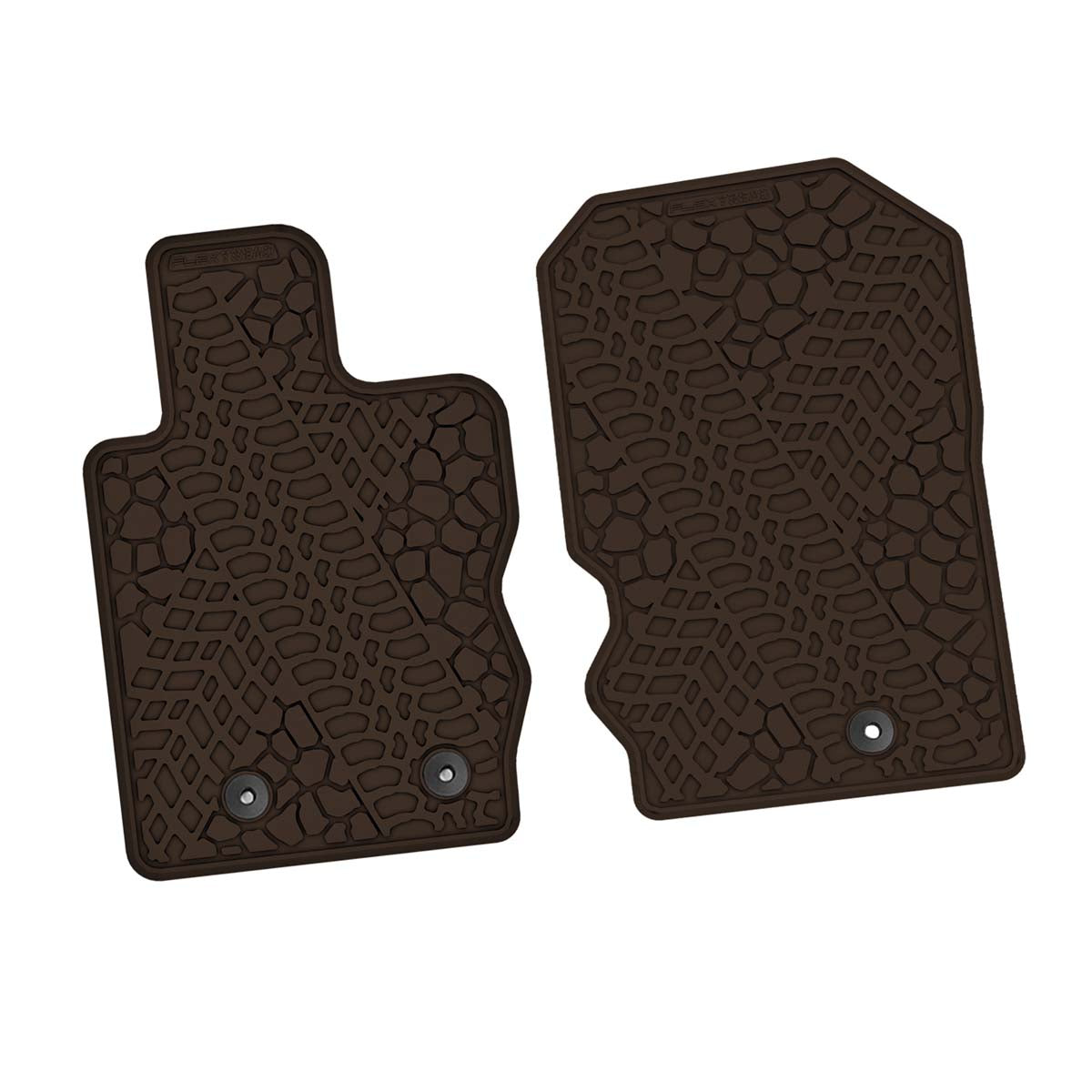 Bronco Floor Mats 21-23 Ford Bronco 2 Dr & 4 Dr 2 Piece Tire Tread/Scorched Earth Scene -Brown FlexTread