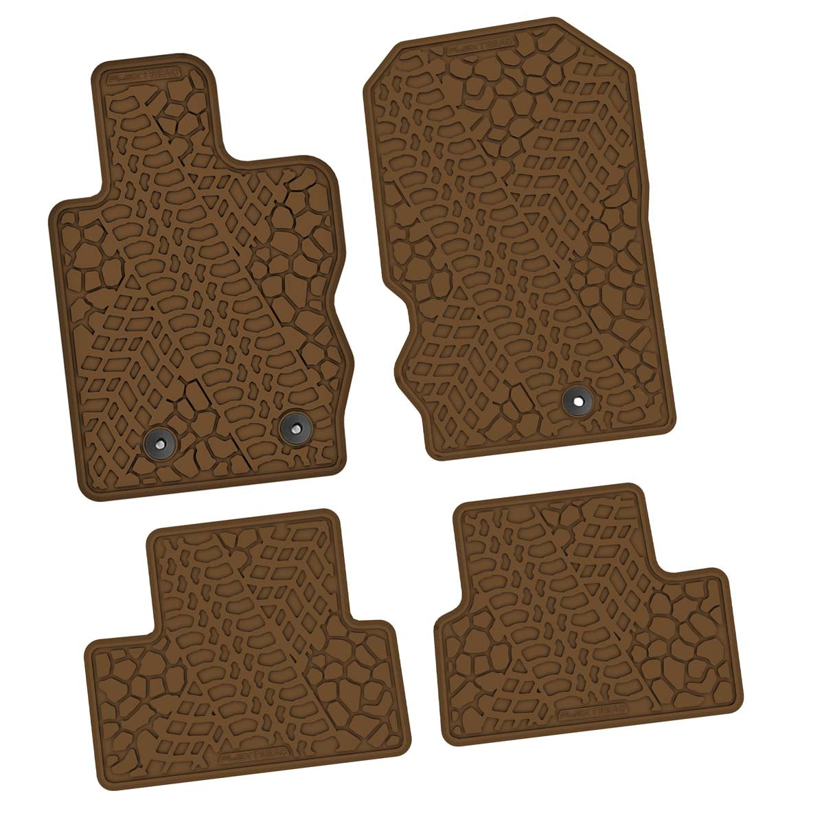 Bronco Floor Mats 21-23 Ford Bronco 2 Dr 4 Piece Tire Tread/Scorched Earth Scene - Saddle FlexTread