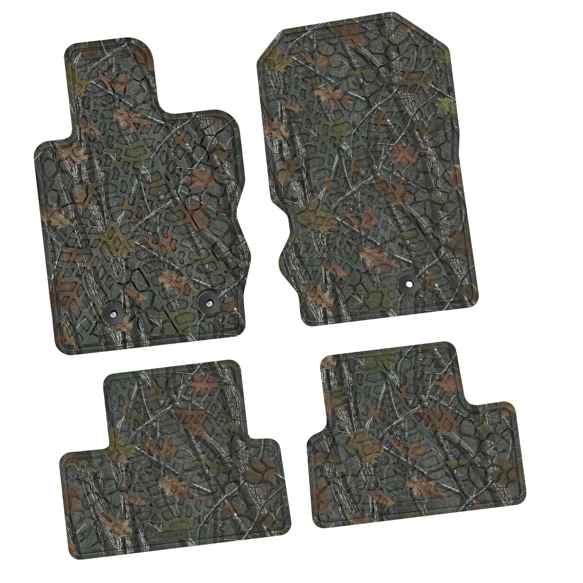Bronco Floor Mats 21-23 Ford Bronco 2 Dr 4 Piece Tire Tread/Scorched Earth Scene - Rugged Woods FlexTread